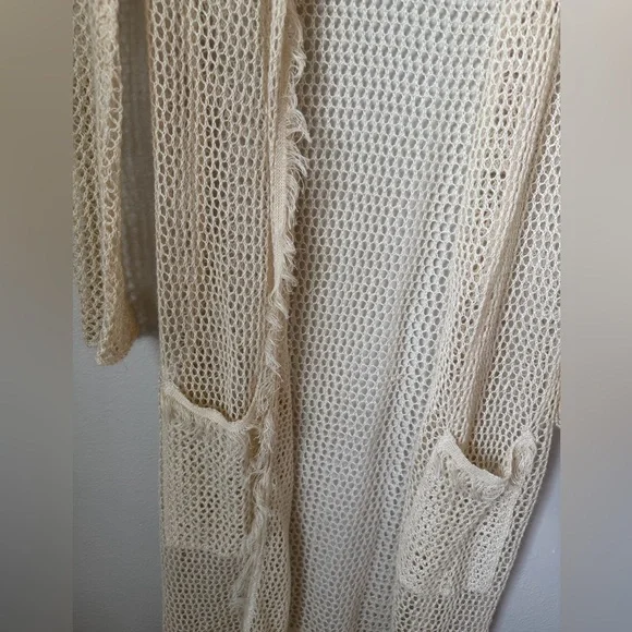 Moon River Open-knit Fringe Duster Cardigan Women’s S Western Bohemian Crochet - Picture 3 of 5